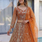 Rajwada Orange Net Embellished Lehenga For Women
