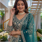 Rajwada Teal Blue Net Embellished Lehenga For Women