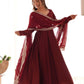 Rajwada Maroon Georgette Plain Kurta Set For Women