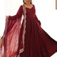 Rajwada Maroon Georgette Plain Kurta Set For Women
