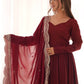 Rajwada Maroon Georgette Plain Kurta Set For Women