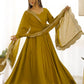 Rajwada Mustard Georgette Plain Kurta Set For Women