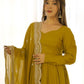 Rajwada Mustard Georgette Plain Kurta Set For Women