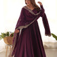 Rajwada Wine Georgette Plain Kurta Set For Women