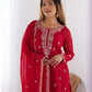Rajwada Red Georgette Embroidered & Cutwork Kurta Set For Women