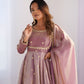 Rajwada Mauve Satin Silk Embroidered Kurta Set For Women