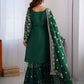Rajwada Green Chinon Silk Embroidery & Sequins Kurta Set For Women