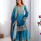 Rajwada Blue Chinon Silk Embroidery & Sequins Kurta Set For Women