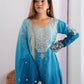 Rajwada Blue Chinon Silk Embroidery & Sequins Kurta Set For Women