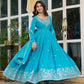 Rajwada Blue Silk Solid Stitched Kurta Set For Women