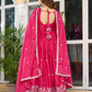 Rajwada Pink Silk Blend Embroidery & Gathered Kurta Set For Women
