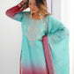 Rajwada Red And Turquoise Chinon Silk Embroidery & Sequins Kurta Set For Women
