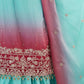 Rajwada Red And Turquoise Chinon Silk Embroidery & Sequins Kurta Set For Women