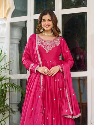Rajwada Pink Silk Solid Stitched Kurta Set For Women