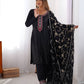 Rajwada Black Silk Blend Embroidered Kurta Set For Women