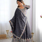 Rajwada Grey Silk Blend Embellished Lehenga For Women