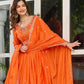 Rajwada Orange Silk Solid Stitched Kurta Set For Women