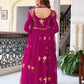 Rajwada Magenta Silk Solid Stitched Kurta Set For Women