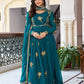 Rajwada Teal Green Silk Solid Stitched Kurta Set For Women