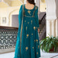 Rajwada Teal Green Silk Solid Stitched Kurta Set For Women