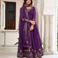 Rajwada Purple Georgette Solid Stitched Kurta Set For Women