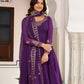 Rajwada Purple Georgette Solid Stitched Kurta Set For Women