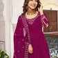 Rajwada Wine Georgette Solid Stitched Kurta Set For Women