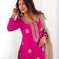Rajwada Pink Chinon Solid Stitched Kurta Set For Women