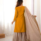 Rajwada Yellow Chinon Solid Stitched Kurta Set For Women