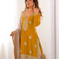Rajwada Yellow Chinon Solid Stitched Kurta Set For Women