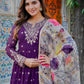 Rajwada Purple Georgette Solid Stitched Kurta Set For Women