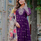 Rajwada Purple Georgette Solid Stitched Kurta Set For Women
