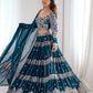 Rajwada Teal Blue Georgette Embellished Lehenga For Women