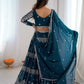 Rajwada Teal Blue Georgette Embellished Lehenga For Women