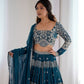 Rajwada Teal Blue Georgette Embellished Lehenga For Women