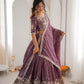 Rajwada Mauve Silk Blend Embellished Lehenga For Women