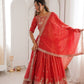 Rajwada Red Silk Blend Embellished Lehenga For Women
