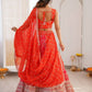 Rajwada Orange Georgette Embellished Lehenga For Women