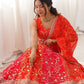 Rajwada Orange Georgette Embellished Lehenga For Women