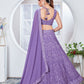 Rajwada Light Purple Georgette Embroidered Semi-Stitched Lehenga For Women