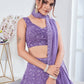Rajwada Light Purple Georgette Embroidered Semi-Stitched Lehenga For Women
