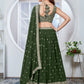 Rajwada Olive Green Georgette Embroidered Semi-Stitched Lehenga For Women