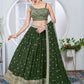Rajwada Olive Green Georgette Embroidered Semi-Stitched Lehenga For Women