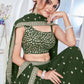 Rajwada Olive Green Georgette Embroidered Semi-Stitched Lehenga For Women
