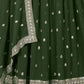 Rajwada Olive Green Georgette Embroidered Semi-Stitched Lehenga For Women