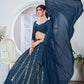 Rajwada Teal Blue Georgette Embroidered Semi-Stitched Lehenga For Women