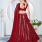 Rajwada Red Georgette Embroidered Semi-Stitched Lehenga For Women