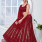Rajwada Red Georgette Embroidered Semi-Stitched Lehenga For Women