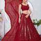 Rajwada Red Georgette Embroidered Semi-Stitched Lehenga For Women