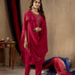 Rajwada Deep Magenta Silk Blend Embroidered Kurta Set For Women